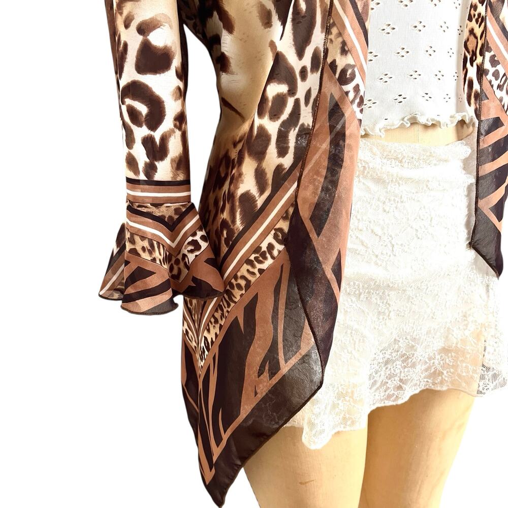 Elementz Sheer Leopard Print Duster Cardigan Rhin… - image 6